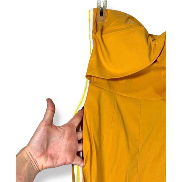 NWT Uniq Yellow Strapless Zipper Back Ankle Length Romper w/Side Stripes size m - Picture 5 of 7
